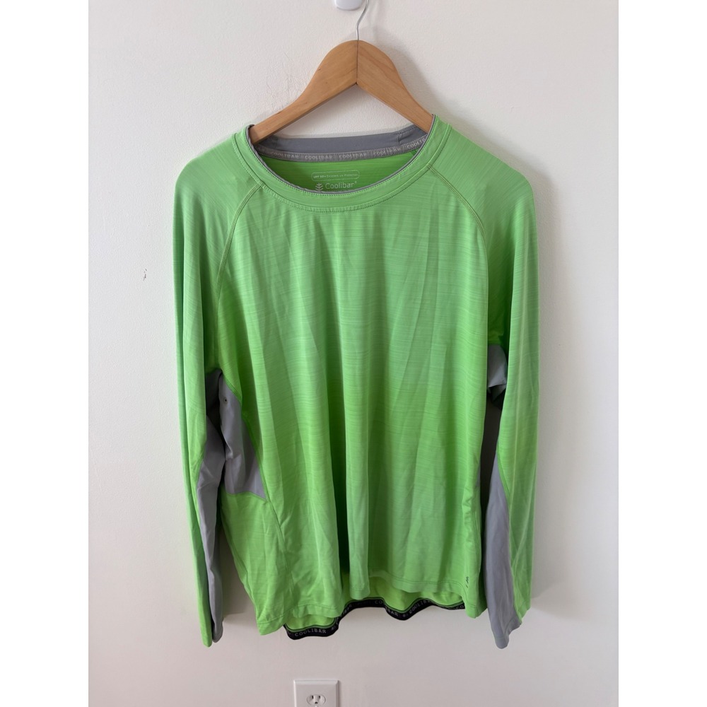 Coolibar Mens XL Lime Green Grey UPF 50+ Long Sleeve Sun Protection Shirt